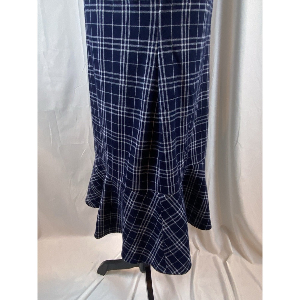 1901 Women's Size 12 Navy Blue Plaid Sleeveless Sheath Dress - Picture 9 of 10